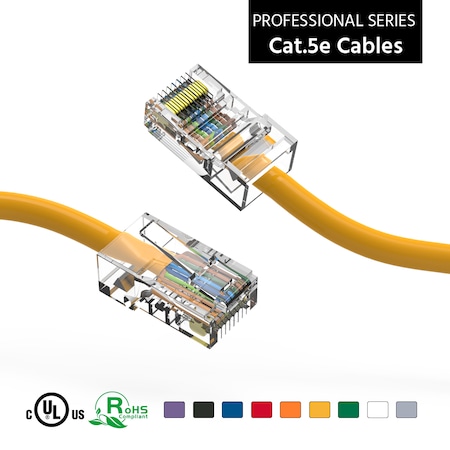 CAT5E UTP Ethernet Network Non Booted Cable- 2ft- Yellow